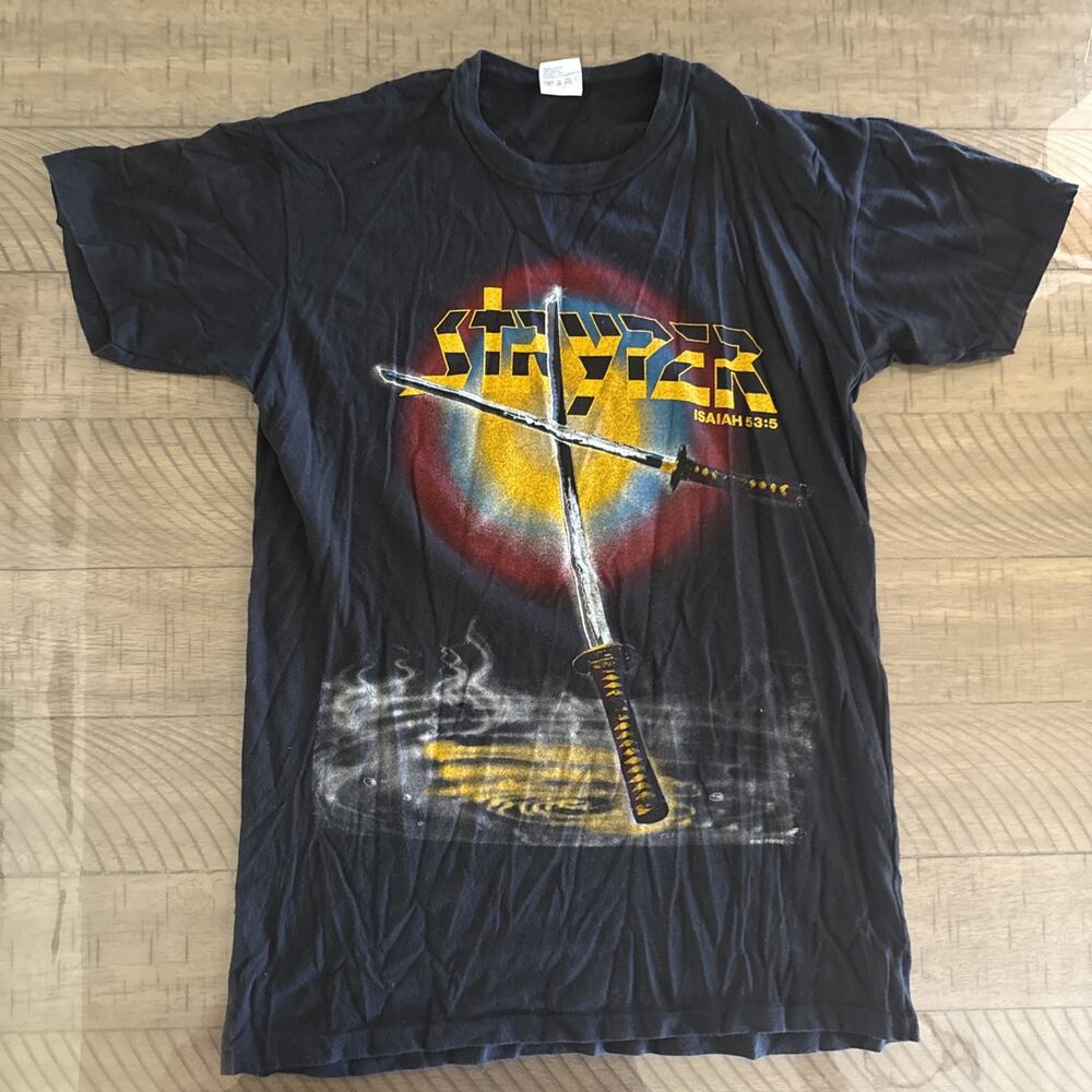 Vintage 80s Stryper Soldiers Under Command T Shirt Size L Single Stitch